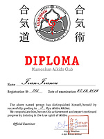 Mumonkan Aikido Club diploma