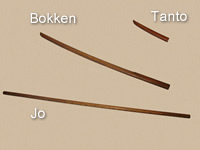 Tanto, bokken and jo